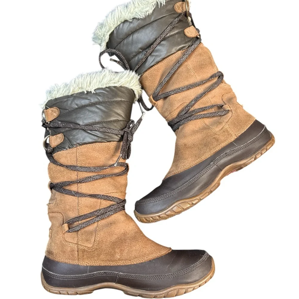 The North Face Women's Brown Suede Winter Boots Primaloft Fur Size 7 - Picture 4 of 9
